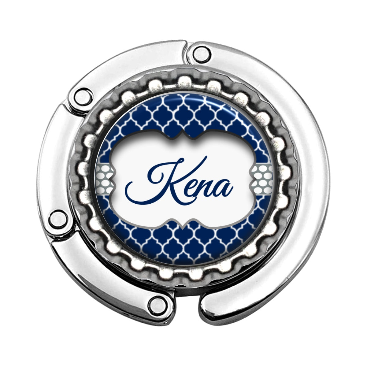 a round metal object with the word kena on it