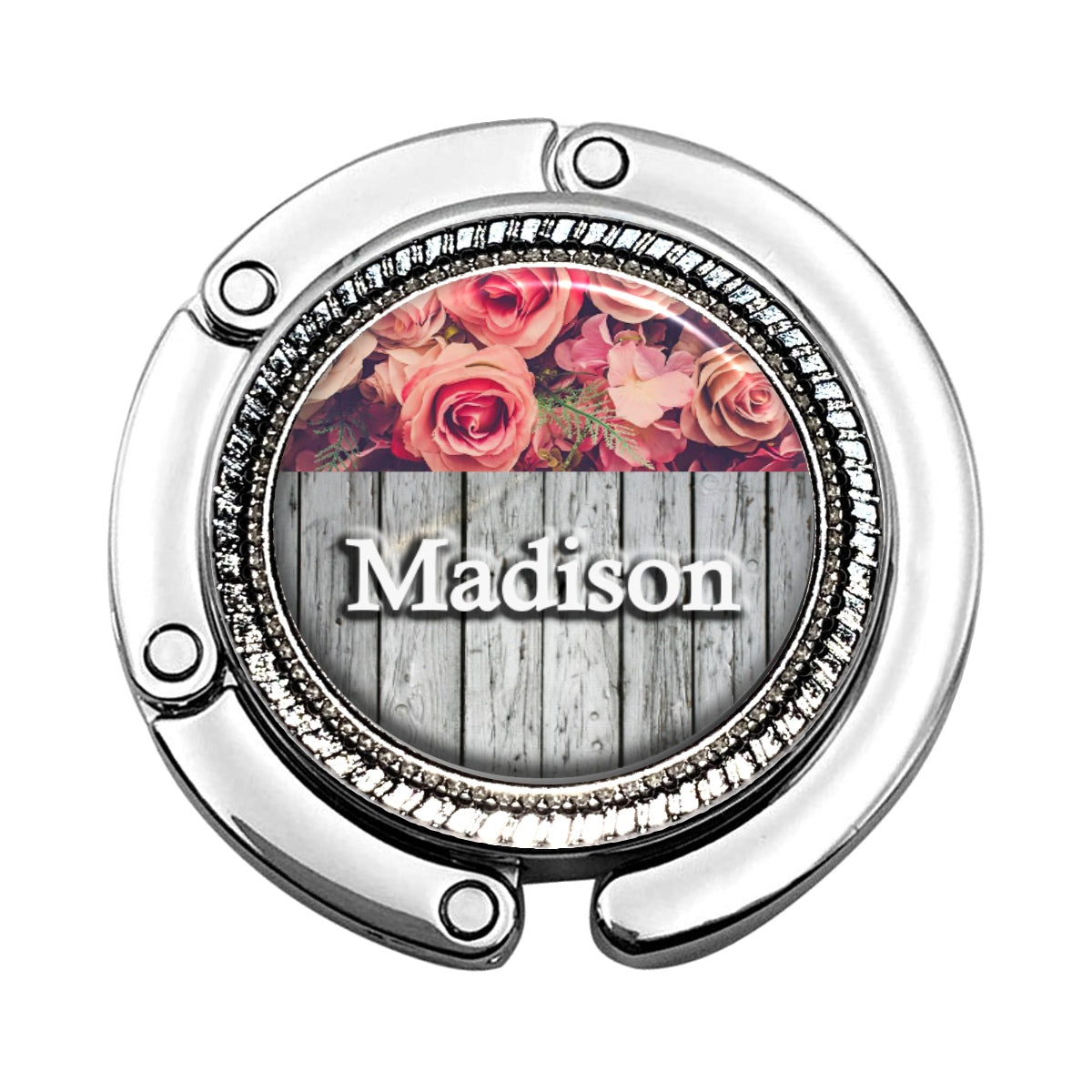 a wooden sign with roses on it that says madison