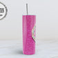 Pink Feathered Glitter 20 oz Skinny Tumbler
