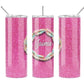 Pink Feathered Glitter 20 oz Skinny Tumbler