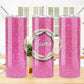 Pink Feathered Glitter 20 oz Skinny Tumbler