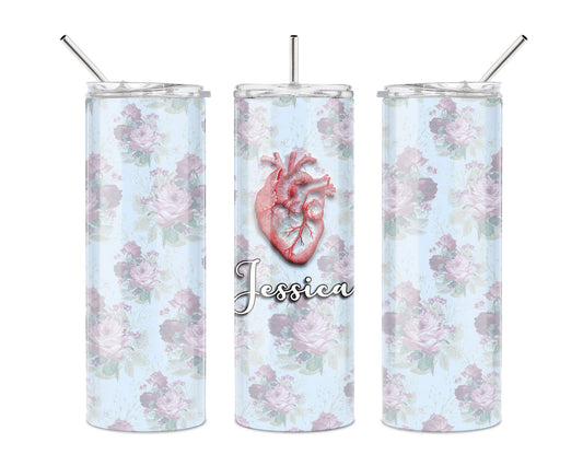 Floral Heart 20 oz Skinny Tumbler