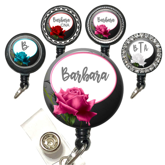 Rose (6 Colors) Retractable ID Badge Reel Holder
