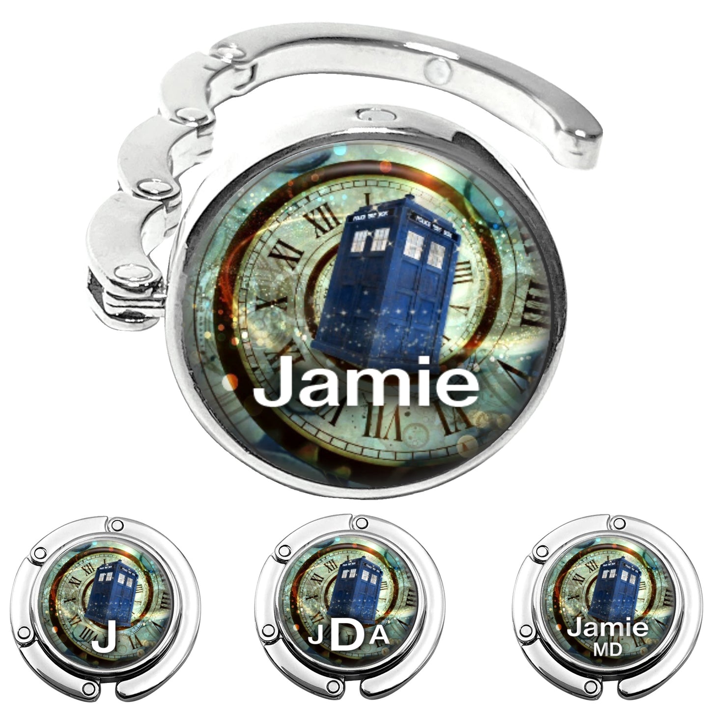 Doctor Who Tardis Name Purse Hanger - Women's Bag Hanger for Table or Desk