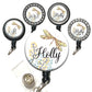 Teal and Beige Damask Dragonfly Retractable ID Badge Reel Holder