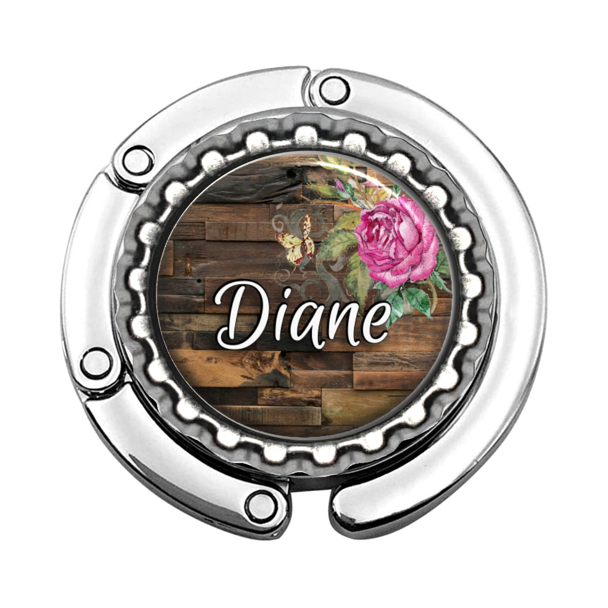 a bottle opener with a pink rose on it