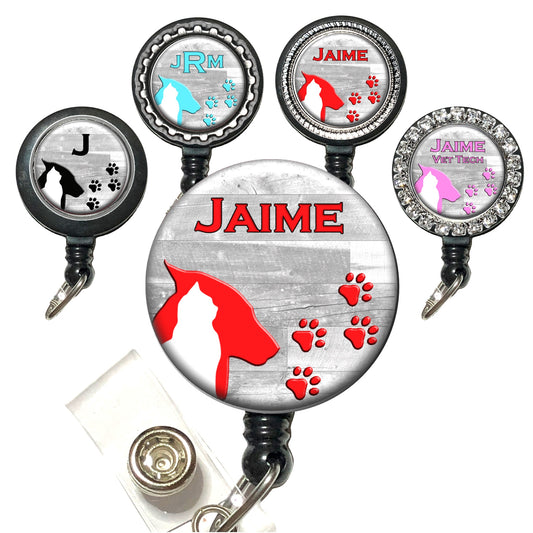 Veterinary Tech Dog Paws (8 choices) Retractable ID Badge Reel Holder