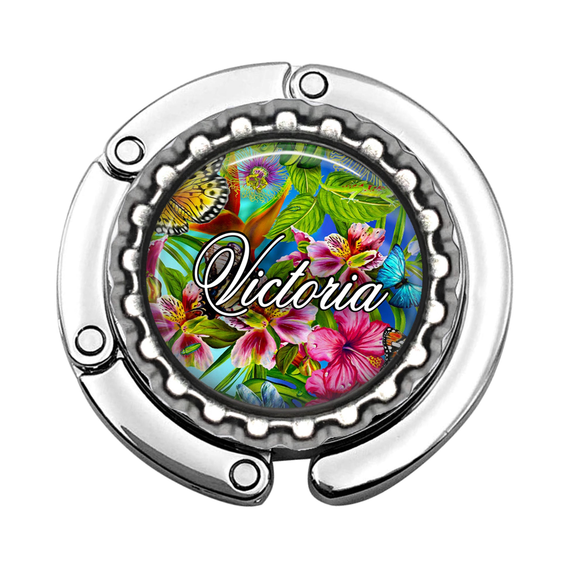 a metal object with flowers and butterflies on it