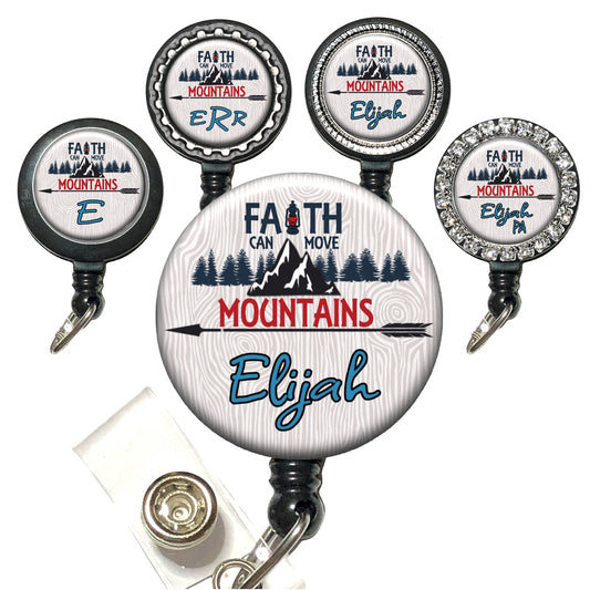 Faith Can Move Mountains Retractable ID Badge Reel Holder