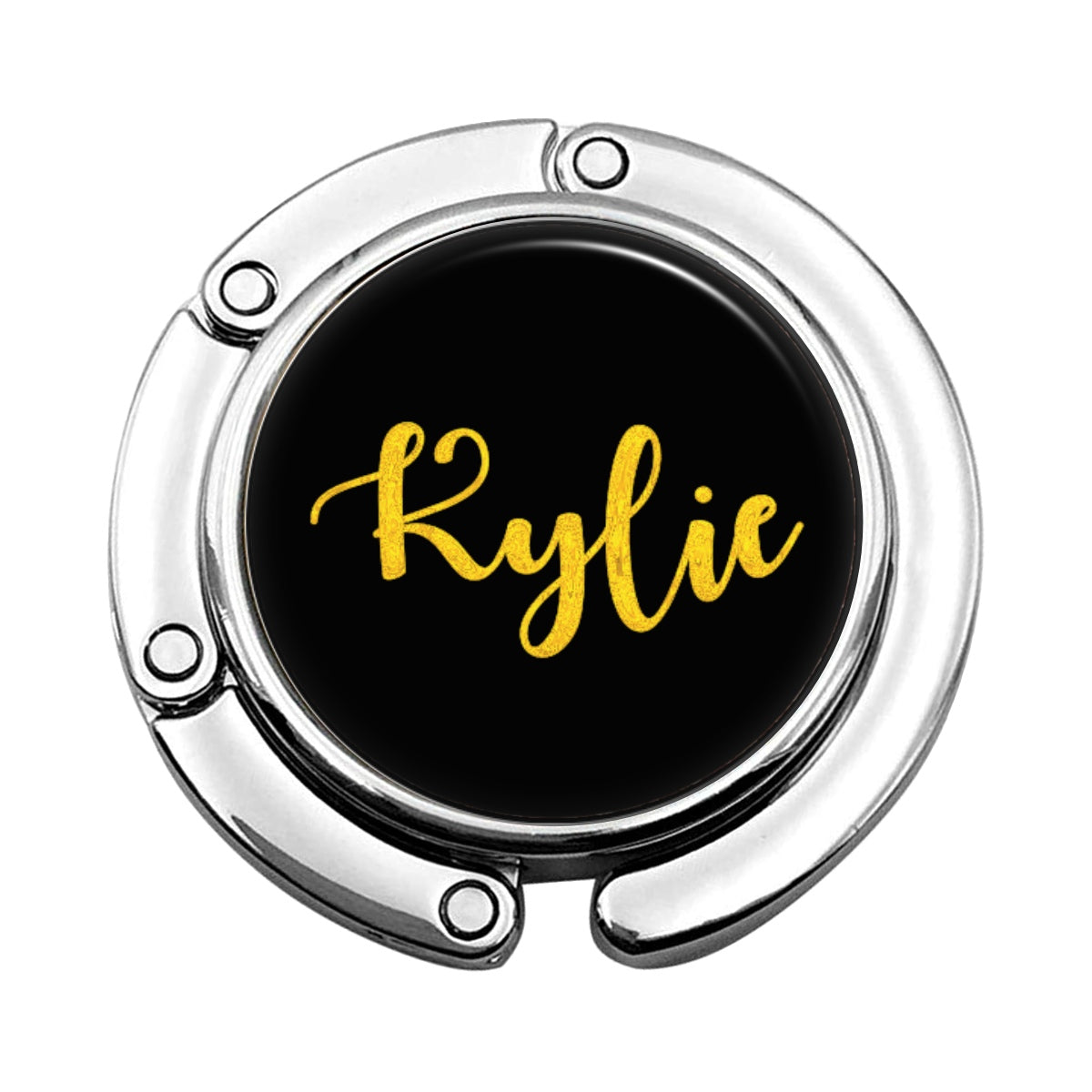 a black and gold plate with the word kylie on it