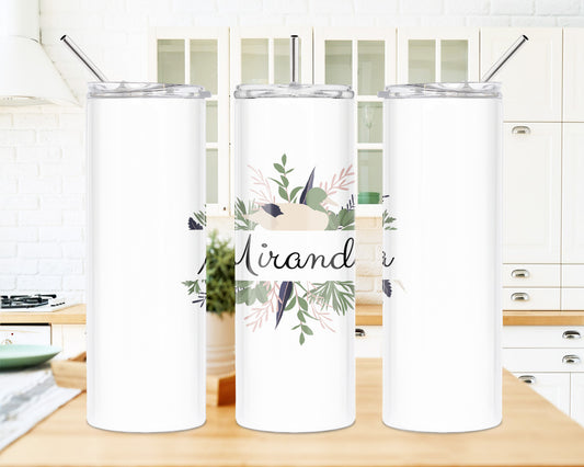 Pink & Green Ferns 20 oz Skinny Tumbler