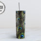 Green Peacock Feathers 20 oz Skinny Tumbler