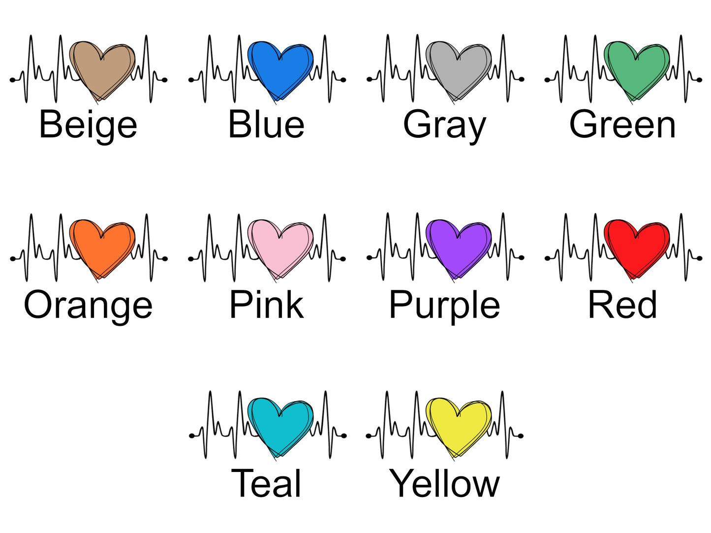EKG Heart Handwritten Font (10 choices) Retractable ID Badge Reel Holder