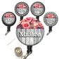 Farmhouse Floral Fence Retractable ID Badge Reel Holder