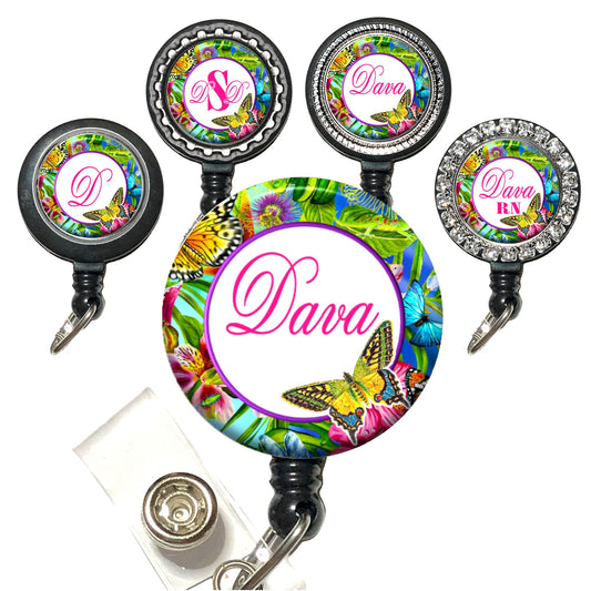Colorful Butterfly Retractable ID Badge Reel Holder