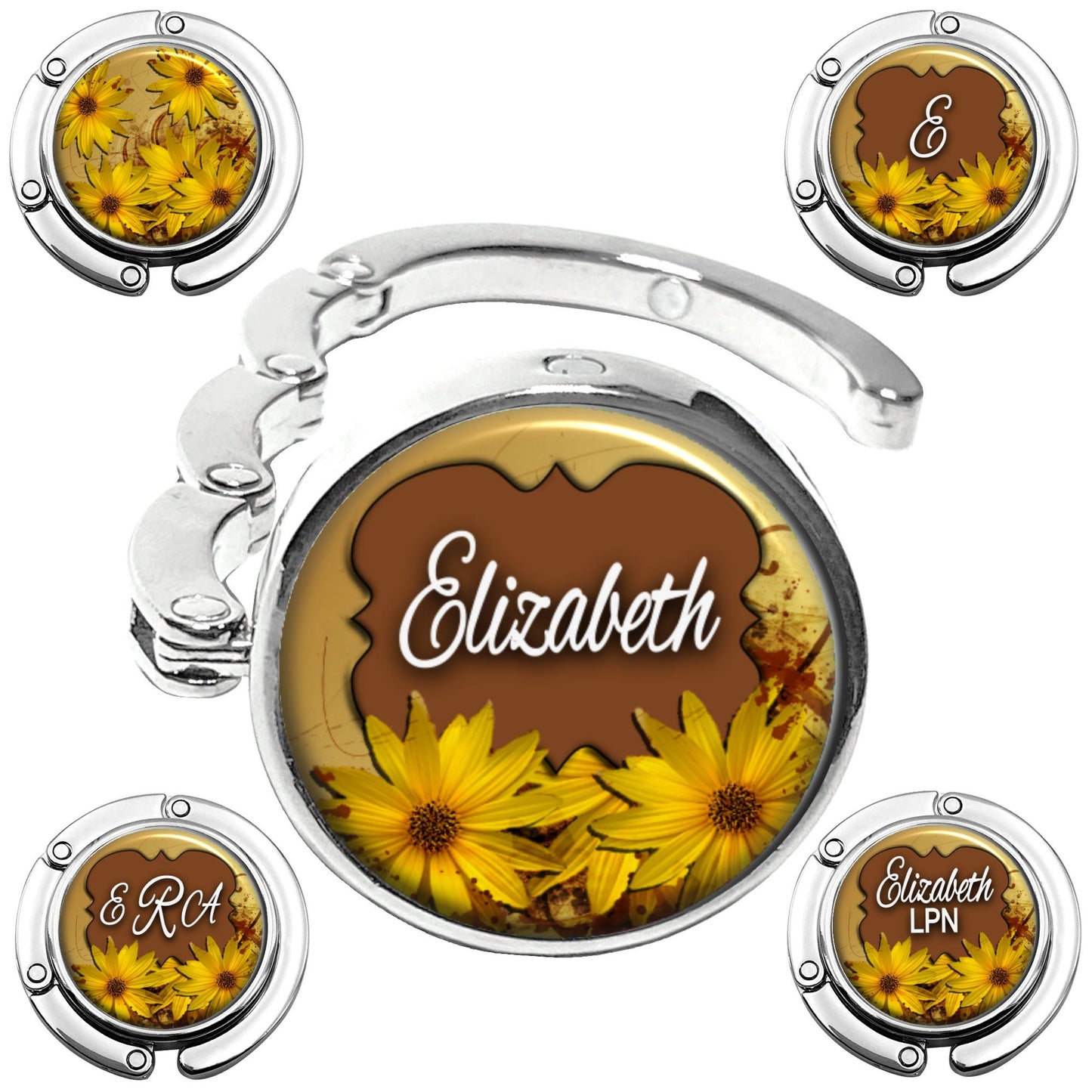 Sunflowers Foldable Purse Hook - Women's Bag Hanger for Table or Desk